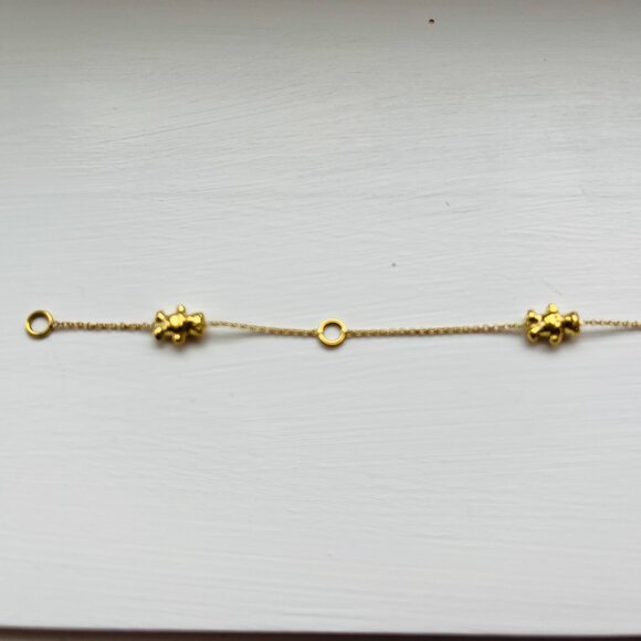18k Gold Bears Bracelet Kids 7 Inch - Picture 8 of 12